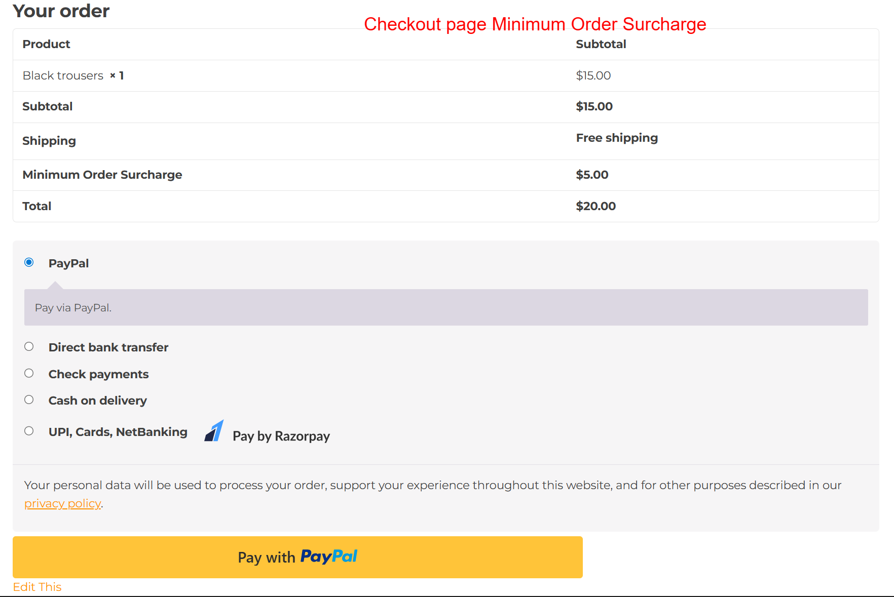 WooCommerce Minimum Order Surcharge - Image 5