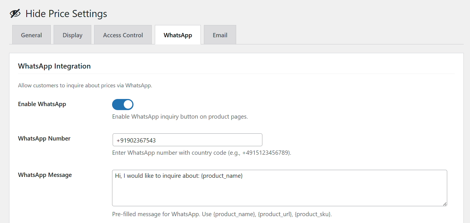 WooCommerce Hide Price, Request a Quote & WhatsApp Pro - Image 20