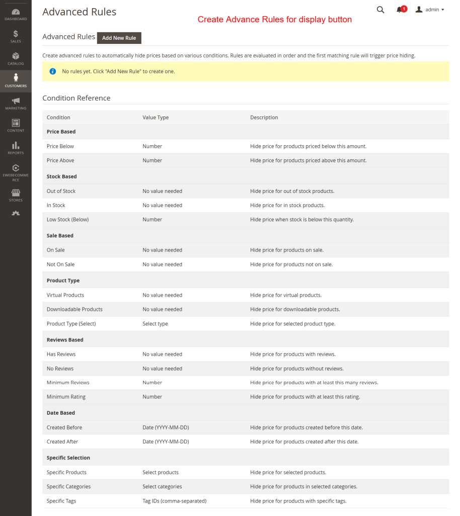 Advanced-Rules-Hide-Price-Customers-Magento-Admin