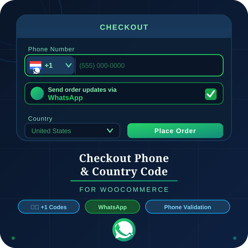 Checkout Country Code Phone & WhatsApp Field for WooCommerce
